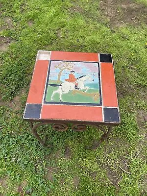 Vintage California D & M Tile Top Wrought Iron Table 13” X 13” X 18” Equestrian • $600
