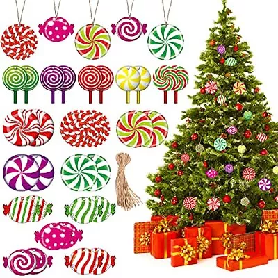 Christmas Tree Ornaments Set Christmas Candies Round Lollipop Gingerbread Hou... • $16.65