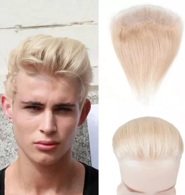 Men Toupee 100% Human Hair Piece Front V-LOOP Hairline Replacement System Wig * • £39.99