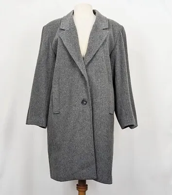 Vintage 80s Coat Gray Wool Blend Misses Size L Dumas • $79.95