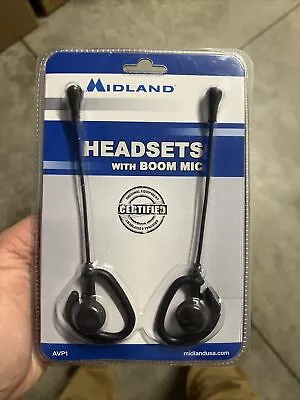 2 Pk Midland Walkie Talkie WrapAround Earpiece With Boom Mic Black USED  (D1) • $20