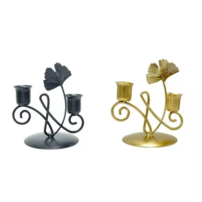 Metal Ginkgo Biloba Leaf Holder Iron Candlestick Ornaments Table Decor • £9.11