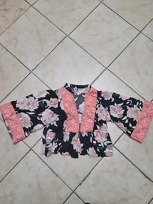 Jaase Floral Kimono Crop Cardigan Jacket Womens Colorful Jaase Jacket Vintage • $14