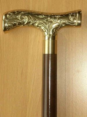 $40.41 • Buy Antique Brass Designer Handle Vintage Walking Cane Wooden Walking Stick Men's