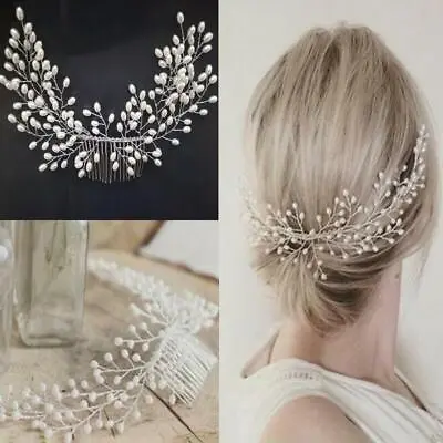£2.39 • Buy Wedding Bridal Hair Accessories Comb Clips Headpiece Crystal Diamante Pearl