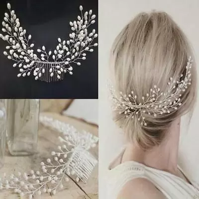£2.39 • Buy Wedding Bridal Hair Accessories Comb Clips Headpiece Crystal Diamante Pearl