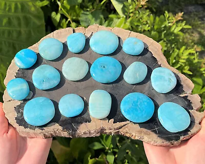 Blue Aragonite Pocket Palm Stone MEDIUM (Smooth Polished Worry Stone) • $8.50