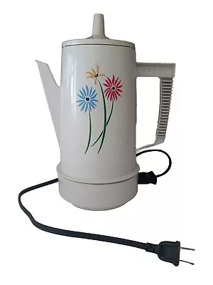 Vtg Regal Poly Perk White Floral Electric Percolator 4-8 Cup • $25