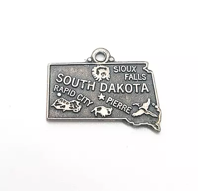 South Dakota State Vintage Sterling Silver Bracelet Charm Souvenir Travel • $9