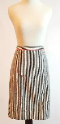 J Crew No 2 Pencil Skirt Seersucker Blue White Stripe Size 6 • $17.99