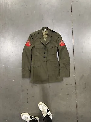 USMC Marine Corps Dress Alpha Green Sgt Coat Size 36R • $24.99