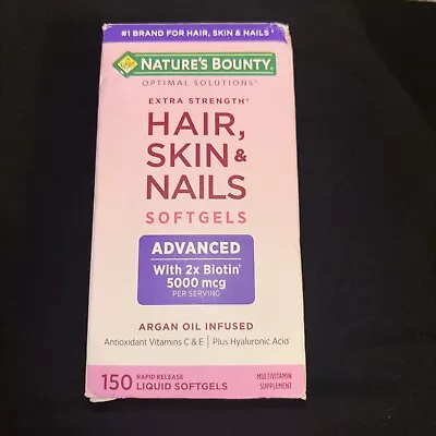 Nature's Bounty Hair Skin Nails 150 Softgels Biotin Hyaluronic Acid Gluten-Free • $14.50