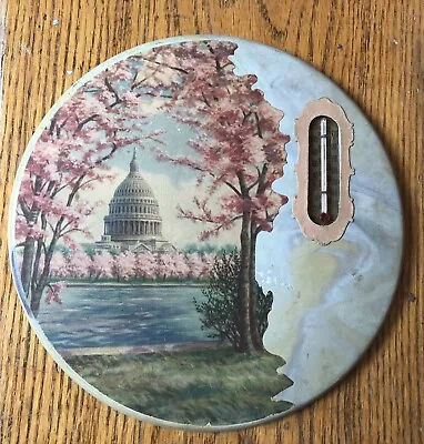 Chalkware Vintage Thermometer Wall Plaque U.I.CO NY 1937 Cherry Blossom DC • $12.99