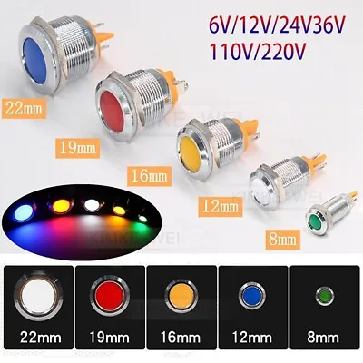 LED Metal Waterproof Pilot Panel Indicator Signal Warning Light Lamp AC/DC New • $1.96