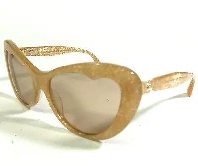 Miu Miu Sunglasses SMU 04O KAS-9N1 Gold Glitter Cat Eye Frames With Brown Lenses • $159.99