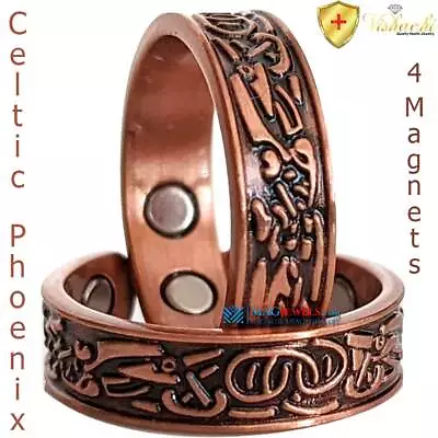 $12.95 • Buy 4 Mag Celtic Phoenix Vtg Pure Solid Copper Magnetic Ring Men Women Arthritis Cx3