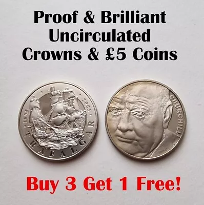 1972-2023 UK £5 Five Pound Or Crown PROOF & BRILLIANT UNCIRCULATED- Choose Years • £14.99