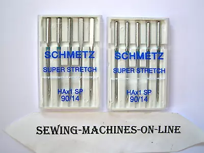 2 Packs Schmetz Super Stretch Sewing Machine Needles 90/14 Brother/janome/elna • £5.45