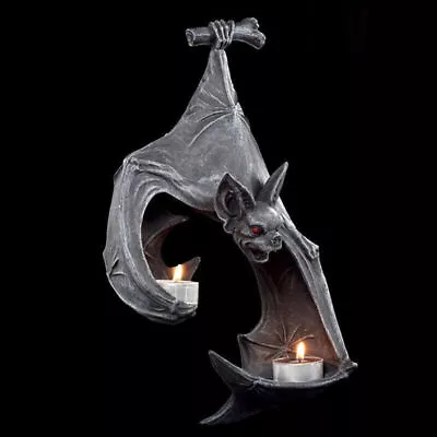 Halloween Bat Wall Tealight Holder Medieval Sculpture Hanging Decor Candleholder • £16.95