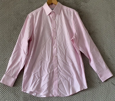 £12 • Buy Charles Tyrwhitt Shirt Mens 16.5  Pink Button Up Double Cuff Long Sleeve Cotton
