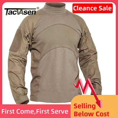 Zipper Pockets Men Military Pullover Workout Shirts Tactical Combat T-Shirt Tops • $29.97