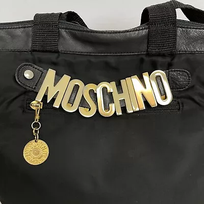 Moschino Bag Purse Handbag Vintage 1990s Gold Spell Out Logo • $150