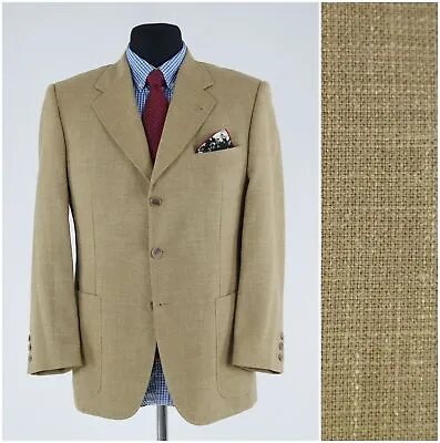 Men Vintage Summer Sport Coat 40S US Size EMICLIO TUCCI Beige Wool Blazer Jacket • $69.99