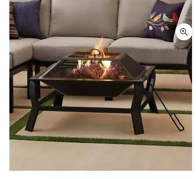 MainStays Outdoor 30  Metal Firepit Backyard Patio Garden Square Stove Fire Pit • $63.63