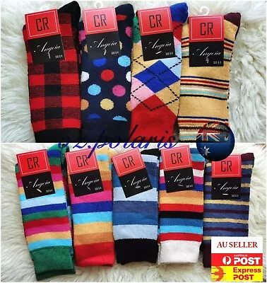 Mens 6-11 Happy Socks Style 90%Angora Wool Thermal Woolen Dress Socks Super Soft • $24.99