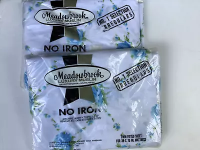 2 New Vintage Meadowbrook Twin Sheets Fitted  Sealed Packages • $14.99