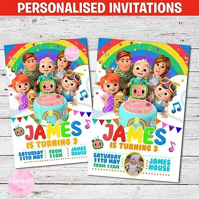 PRINTED Personalised COCOMELON Birthday Party Invitation Invites 1st Boy Girl • $1.20