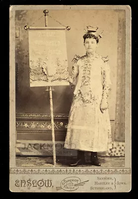 Photo Young Banner Lady Holding Furniture Sign Miniature Chairs Wallpaper Dress! • $1250