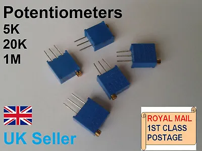 5PCS Adjustable Trimmer Cermet Potentiometers 5K 20K 1M  Funbase  UK  322-2 • £2