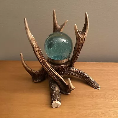 Crystal Ball On Faux Deer Antler Stand / Pedestal Meditation Divination Sphere • $44.99