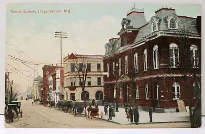 Hagerstown Md Hotel Court House Horses & Carriages 1909 To St Joseph Postcard E1 • $9.95