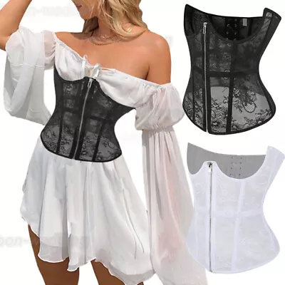 Gothic Lace Corset Waist Corset Top Women Lace Up Boned Bustier Underbust Corset • £16.99