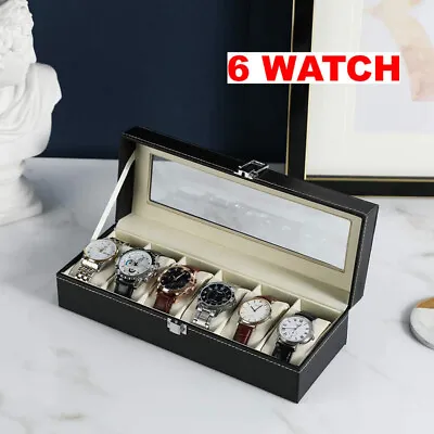 £8.99 • Buy 6 Grid Watch PU Leather Box Storage Display Case Holder Jewellery Collection Box