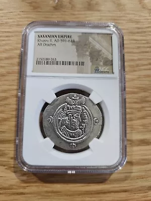 NGC Khusru II 591-628 AD Sasanian Empire Kingdom Silver Persian Drachm Coin • $100