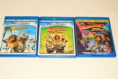 Madagascar 1 2 & 3 - 3 Movie Lot Blu-ray • $9.95