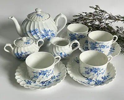 Set Of 11 Haviland France Limoges Porcelain Tea Set Twisted Cherry Blue • £160.10