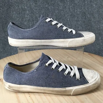 H&M Shoes Mens 44 Casual Comfort Lace Up Low Top Sneakers Blue Fabric Flats • $20.89