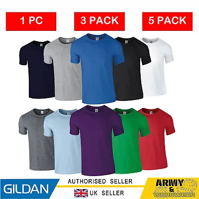 £5.99 • Buy Gildan Mens Plain Softyle T-Shirt Ringspun 100% Cotton Short Sleeve Crew Top