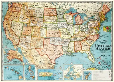 Cavallini & Co. United Sates Of America Map Decorative Paper Sheet / Poster  • $10.95