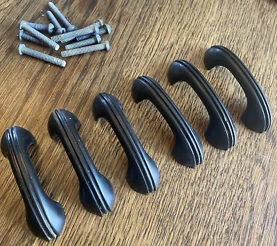 £45.23 • Buy 6 Art Deco Mid-century Modern Cabinet Door Handles Black Bake Lite - Plastic
