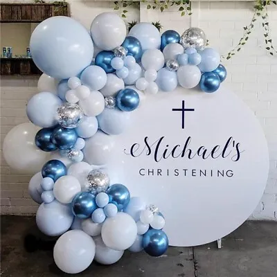 Baptism Christening Blue Balloons Garland Kit Arch Set Boy Baby Shower Birthday • $26.38
