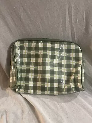 MODELLA Green & White Checker Cosmetic Bag • $8.99