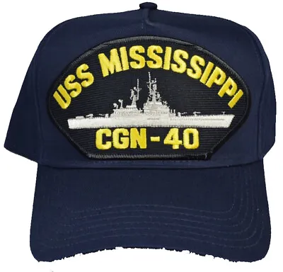 USS MISSISSIPPI CGN-40 HAT - NAVY BLUE - Veteran Owned Business • $25.28