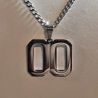 #00-#49 SPORTS FOOTBALL NUMBER Pendant Charm / 18 -24  STAINLESS CHAIN NECKLACE • $19.99