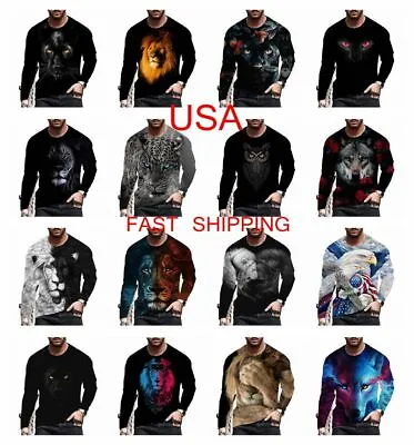 T Shirt Mens Graphic Black Long Sleeve Party Casual Streetwear Fashion Silky Tee • $21.86