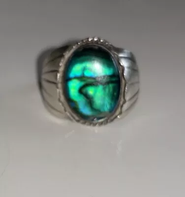 Vintage Navajo Labradorite Sterling Silver Ring Mens Size 9.75 • $85